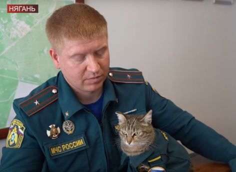 В Нягани работает пушистый спасатель МЧС