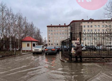 Сургутяне жалуются на лужу у травматологического центра. Пройти можно только по бордюру?